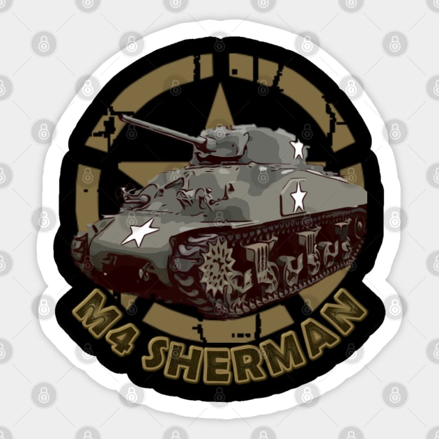 M4 Sherman WW2 American Medium Tank Sticker by F&L Design Co.